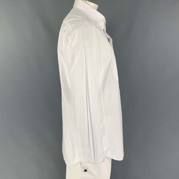 GIORGIO ARMANI White Cotton Tuxedo Long Sleeve Shirt - Picture 3 of 9